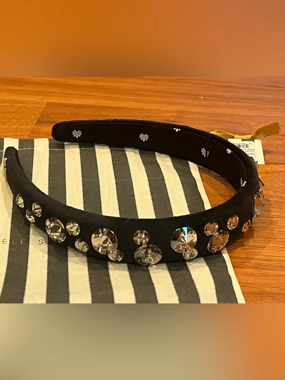 Lele Sadoughi Charlotte Pave Jet Embellished Headband - NWT
